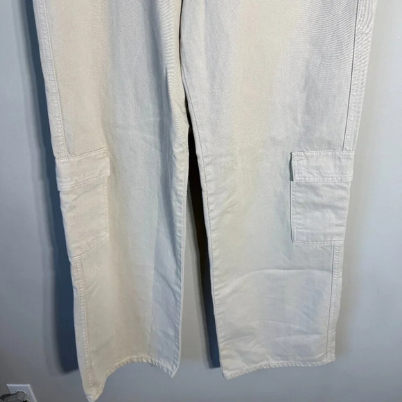 NWOT PrettyLittleThing Wide Leg Cargo Pants Women's 8 Tall Tan High Rise Neutral - Picture 7 of 13